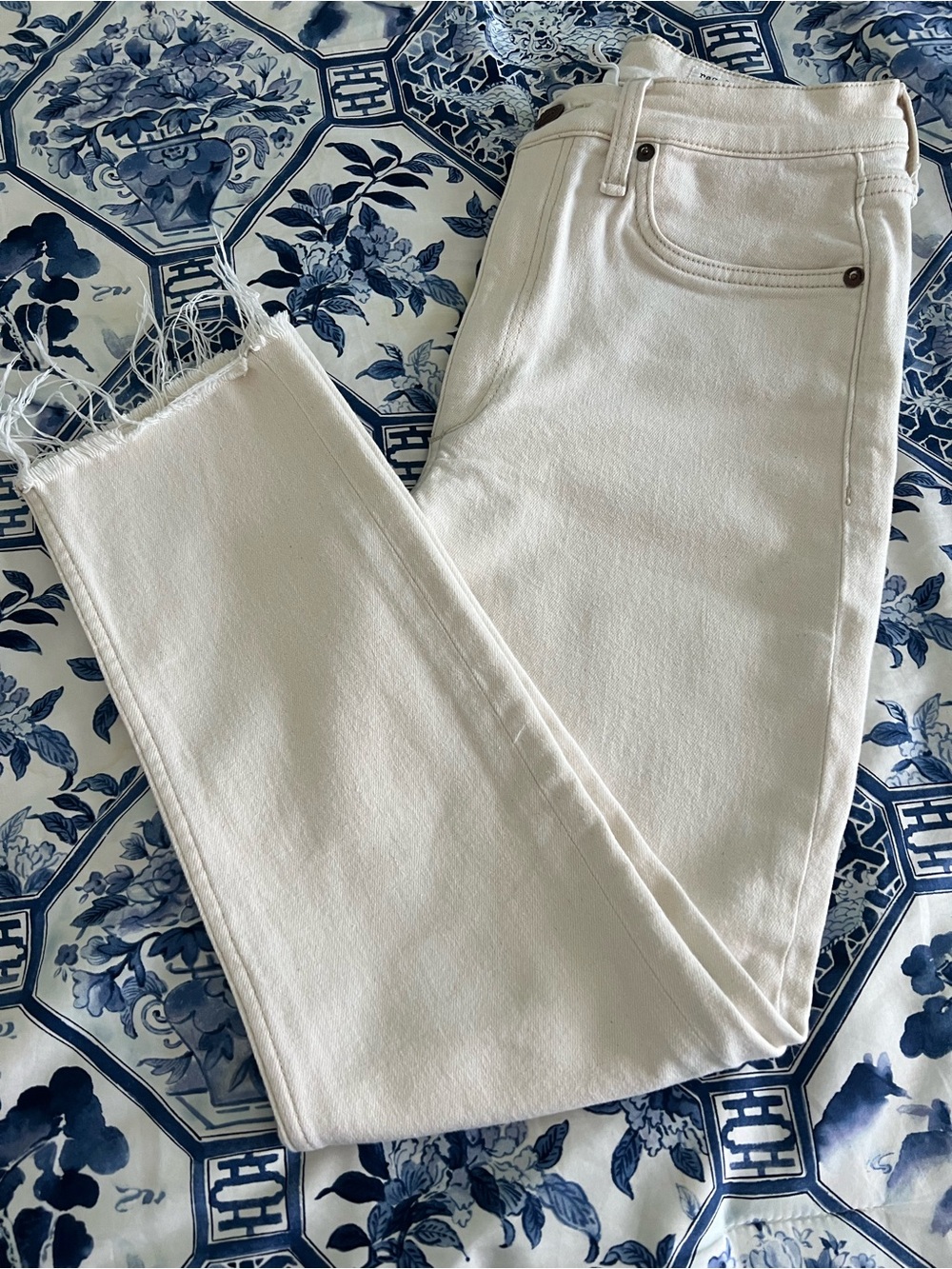 rag & bone Wren High Rise Slim Straight Five Pocket Jean with Frayed Hem